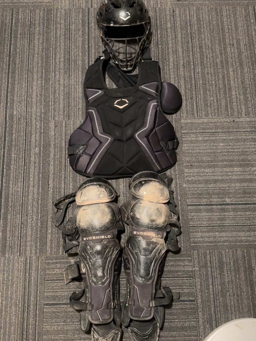 EvoShield Men’s Black Catcher Chest Protector and Leg Guards Set